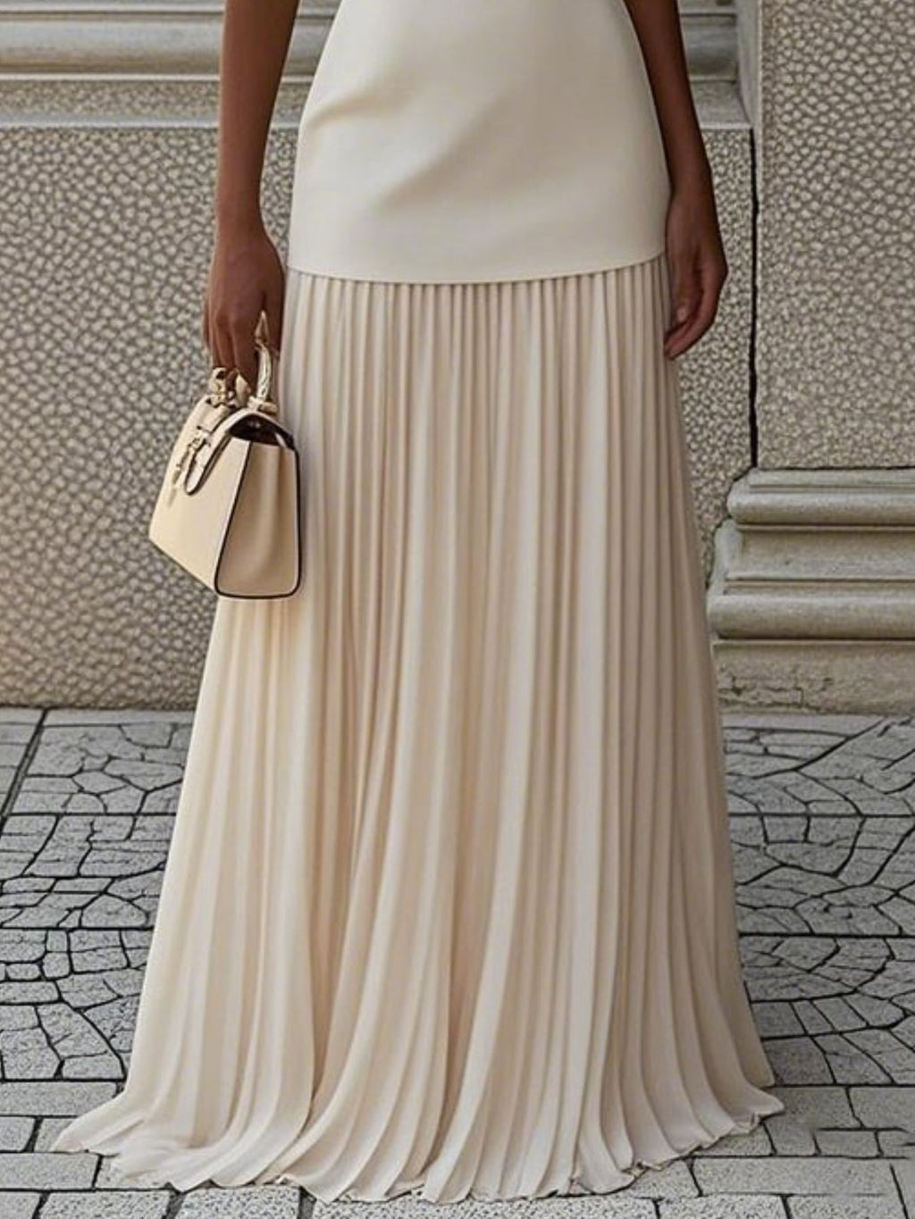 Full Size Sleeveless Top Pleated Maxi Skirt Set Plus (2)