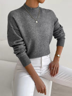 Mock Neck Dropped Shoulder Sweater (3)