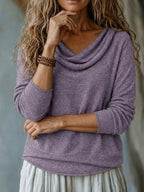 Cowl Neck Long Sleeve T-shirt (3)