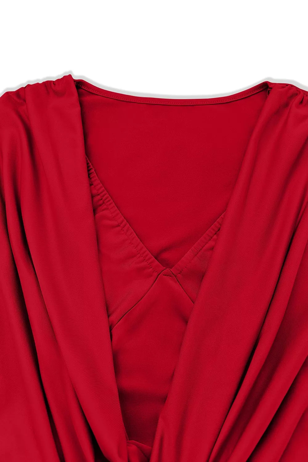 Ruched Cowl Neck Long Sleeve Mini Dress (15)