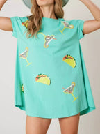 Sequin Short Sleeve Summer Tee Dress (7)