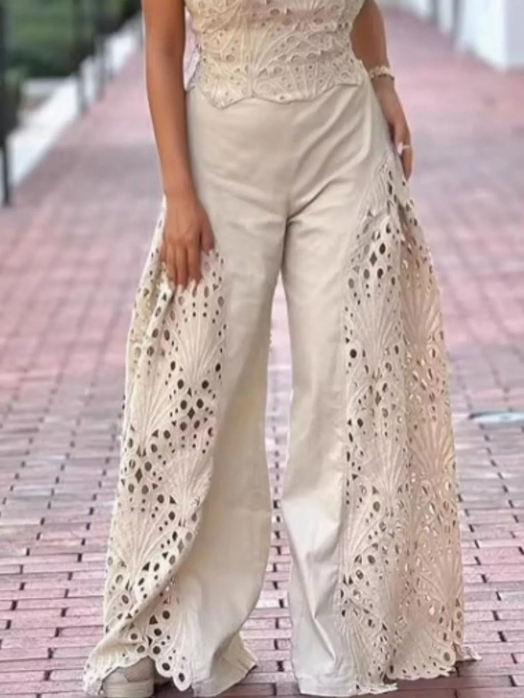 Hollow-out Tube Top Pants Two-piece Set (8)