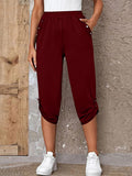 Full Size Roll-tab Capris Pants