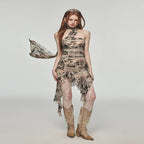 Hanging Neck Slim Fit Sleeveless Bra Irregular Dress photo 3