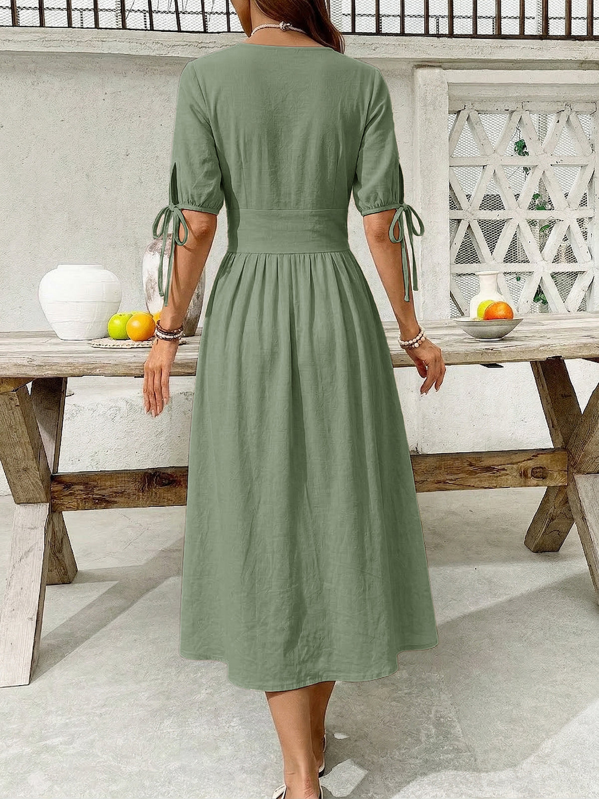 Button-down Short Sleeve Midi Dress (15)