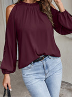 Cold Shoulder Frill Neck Blouse (5)