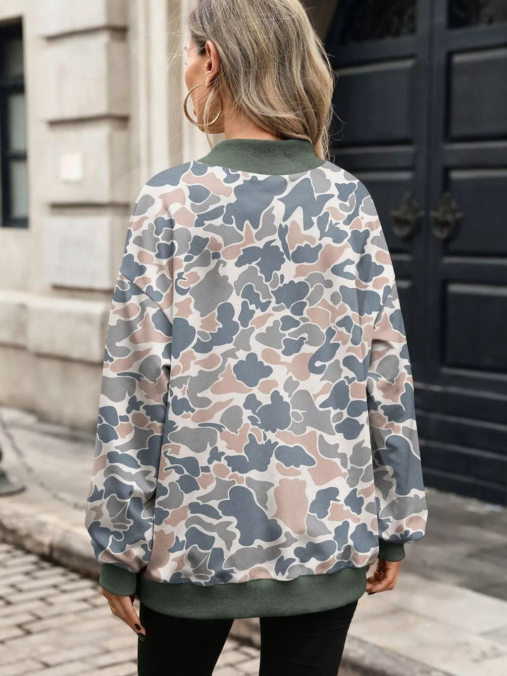 Camouflage Print Mock Neck Sweatshirt (5)