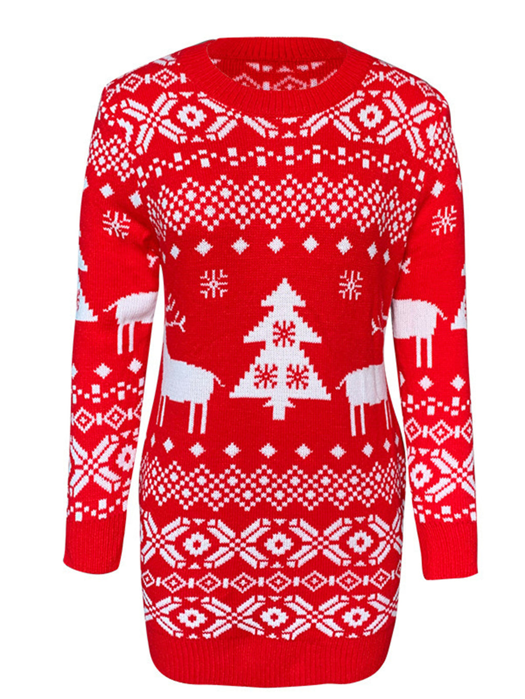 Christmas Element Round Neck Mini Sweater Dress (3)