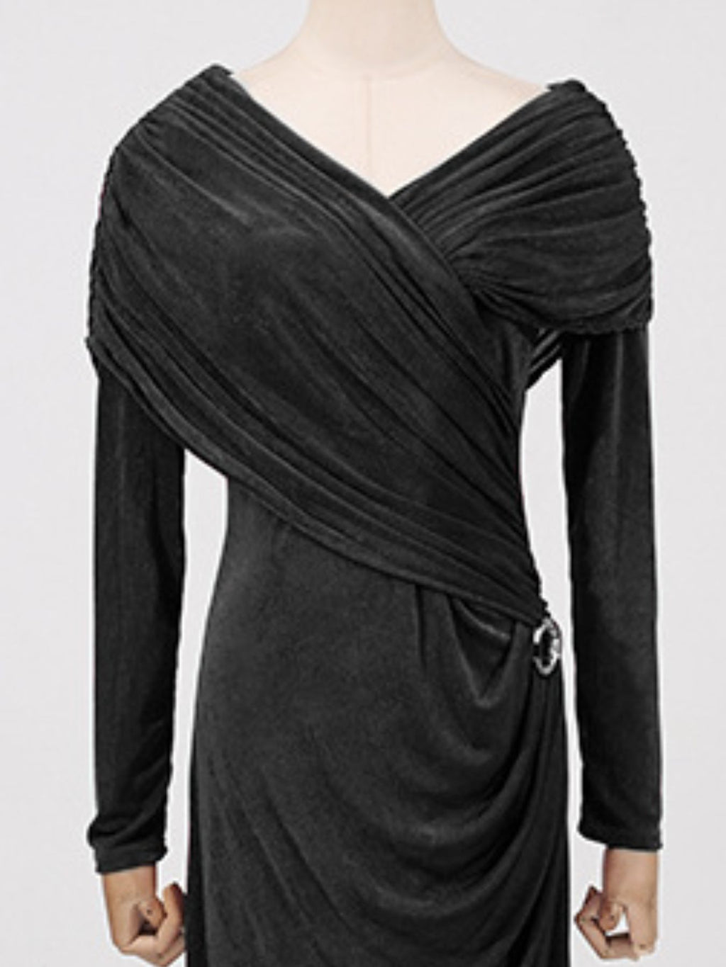 Ruched Draped Long Sleeve Maxi Dress (6)