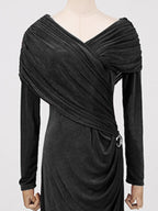 Ruched Draped Long Sleeve Maxi Dress (6)