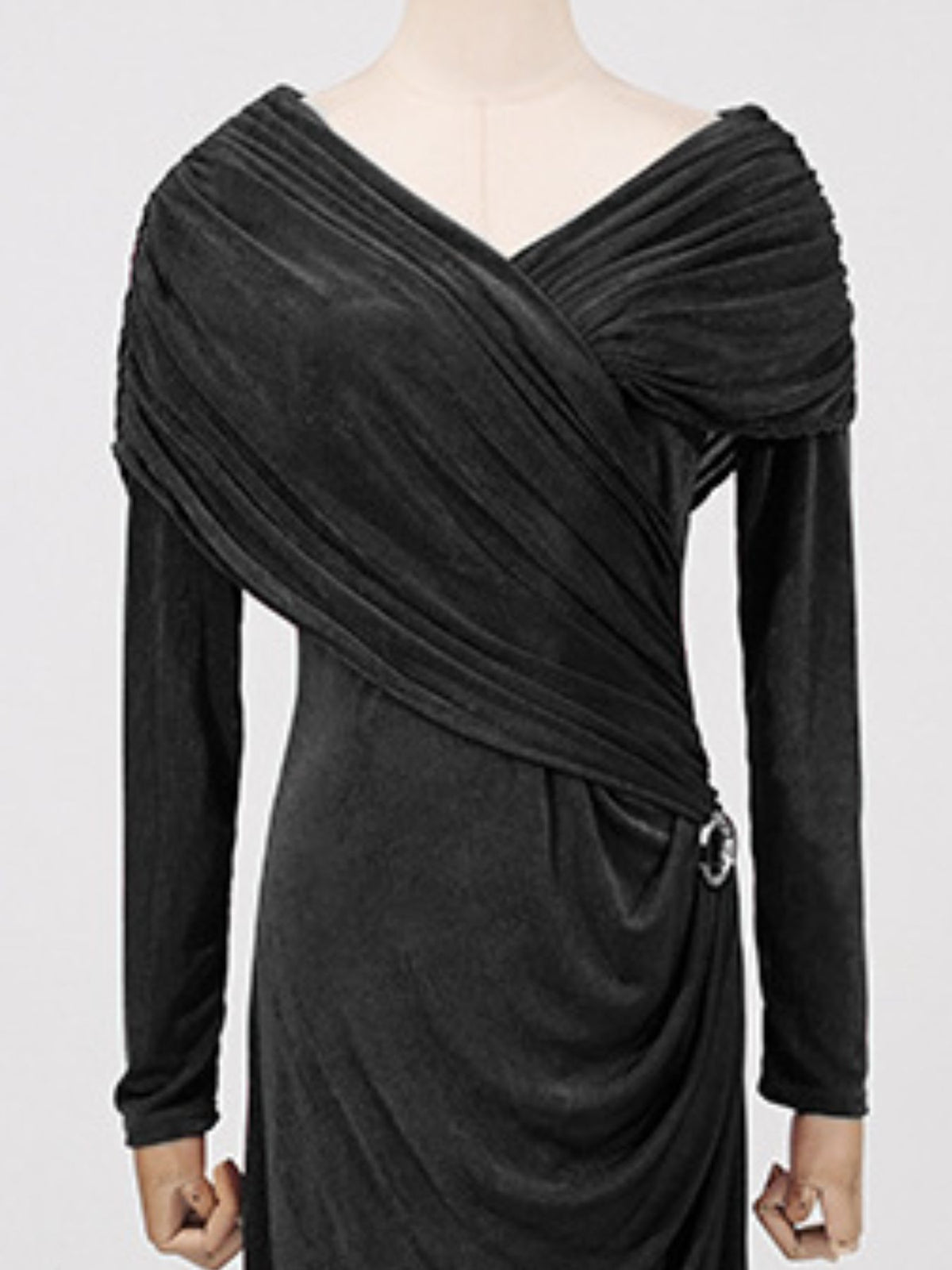 Ruched Draped Long Sleeve Maxi Dress (6)