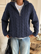 Zip Collar Cable-knit Sweater (10)