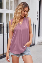 V-neck Curved Hem Satin Tank (4)