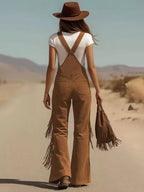 Fringe Detail Flare Leg Overalls (8)