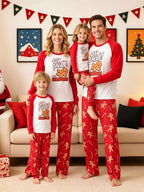 Family Matching Christmas Pajamas Set Gingerbread Man Print (7)