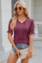 Tie Neck Flounce Sleeve Blouse (14)