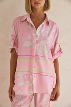 Printed Button Up Shirt Pants Set (26)
