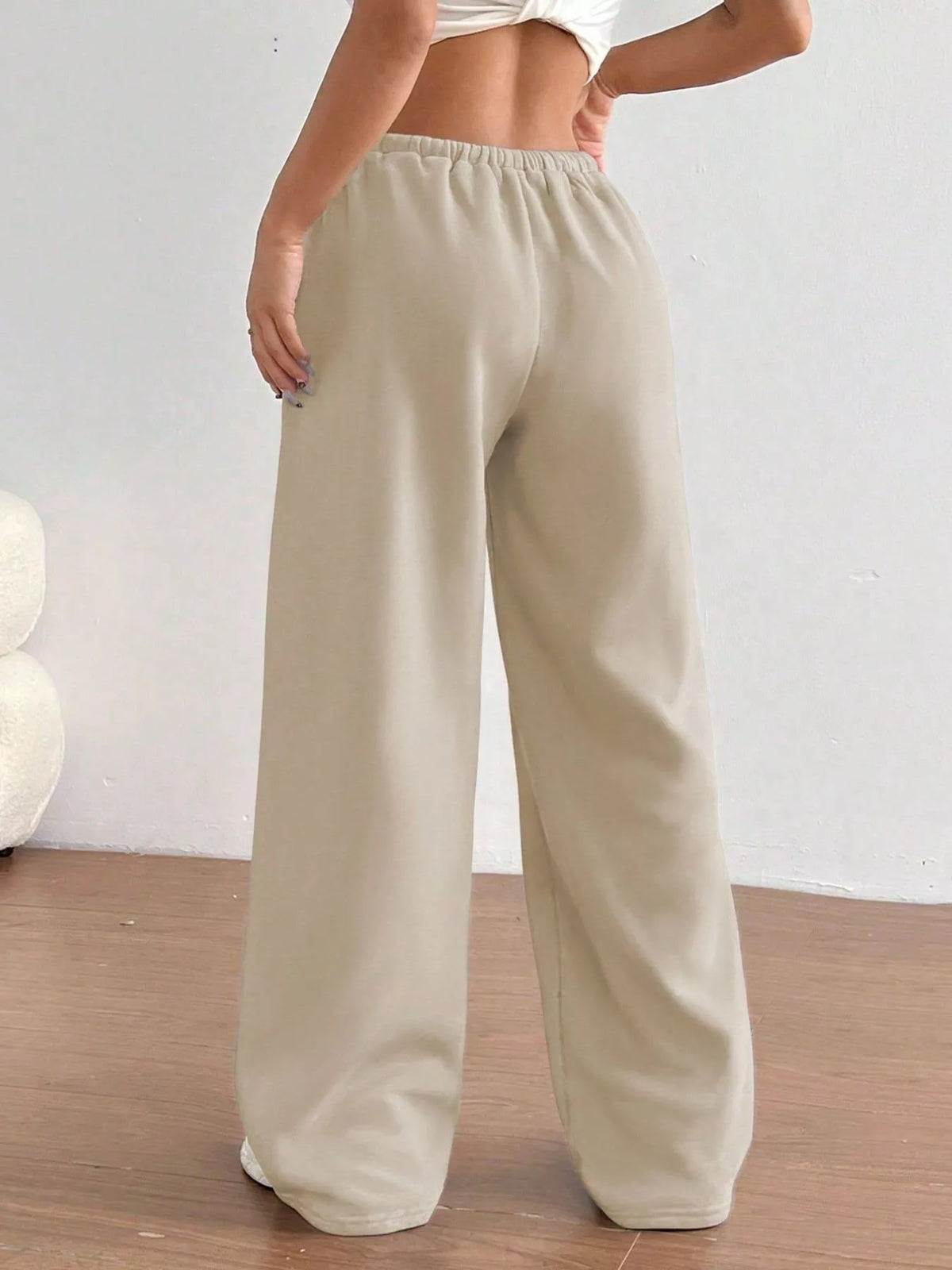 Casual Drawstring High Waist Wide Leg Sweatpants (18)