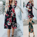Printed Long Sleeve V-neck Pocket Dress photo 8