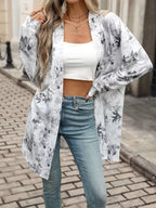 Printed Open Front Cardigan