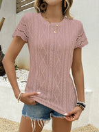 Crochet Lace Short Sleeve T-shirt (20)