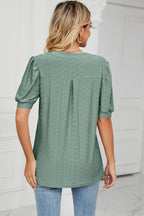 Eyelet Notched Short Sleeve T-shirt (21)