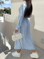 Floral Print Long Sleeve V-neck Dress (8)