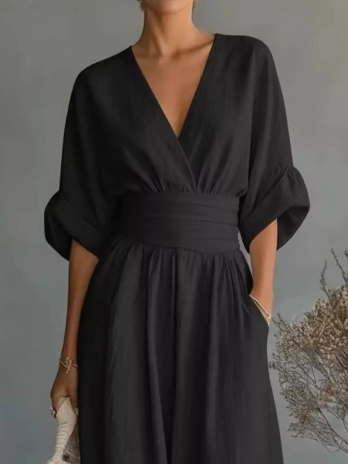 Full Size Half Sleeve Wide-leg Jumpsuit Plus (5)
