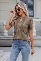 Notched Short Sleeve Top
