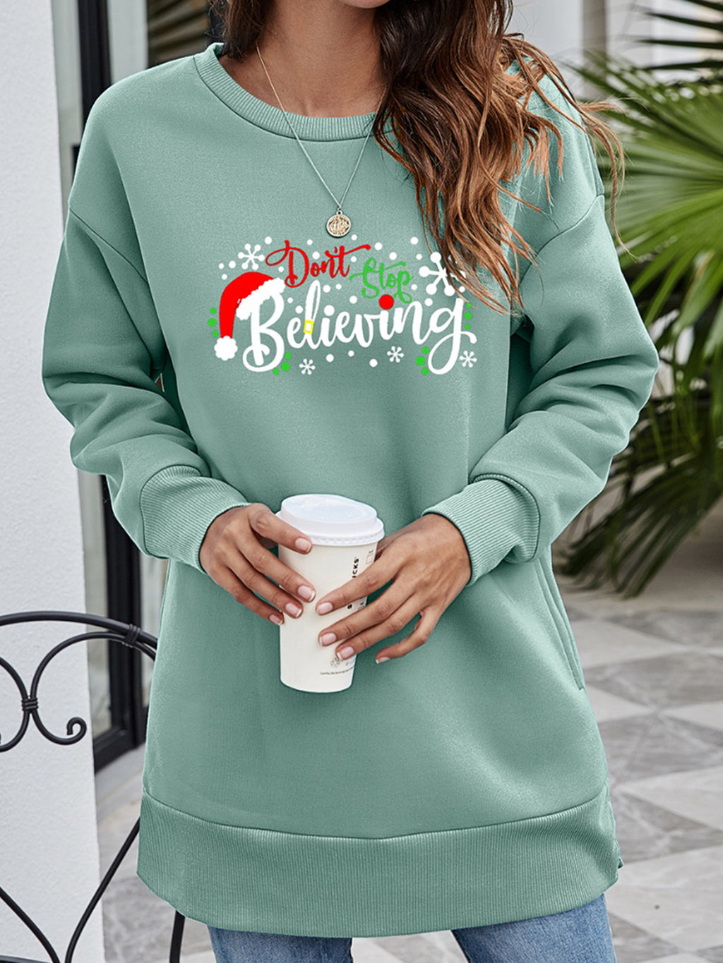 Don't Stop Graphic Drop Shoulder Sweatshirt (3)