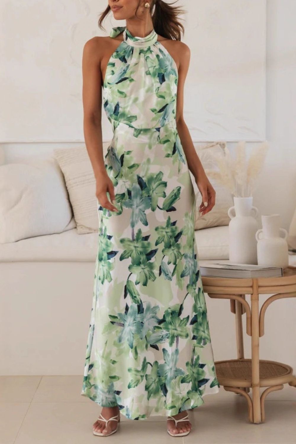 Floral Print Halter Neck Maxi Dress (15)