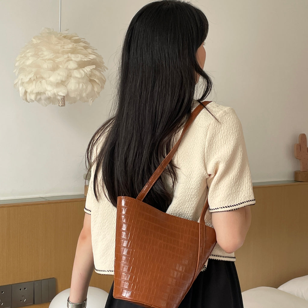 Stone Pattern Commuter Shoulder Bag Portable Bucket photo 3