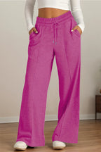 Drawstring Elastic Waist Wide Leg Pants (16)