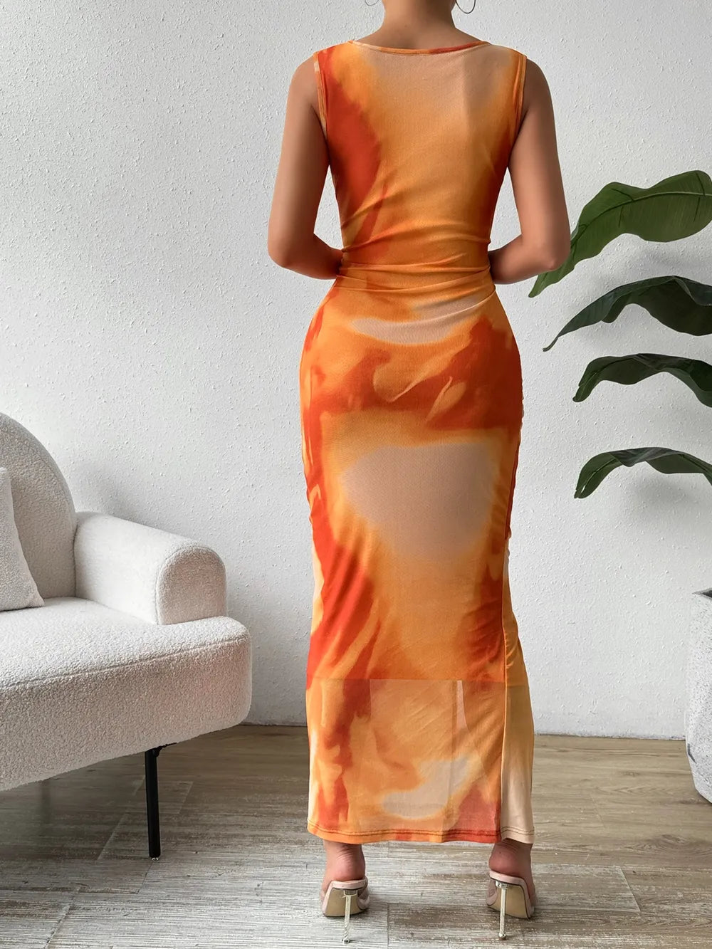 Slit Round Neck Midi Tank Dress (4)