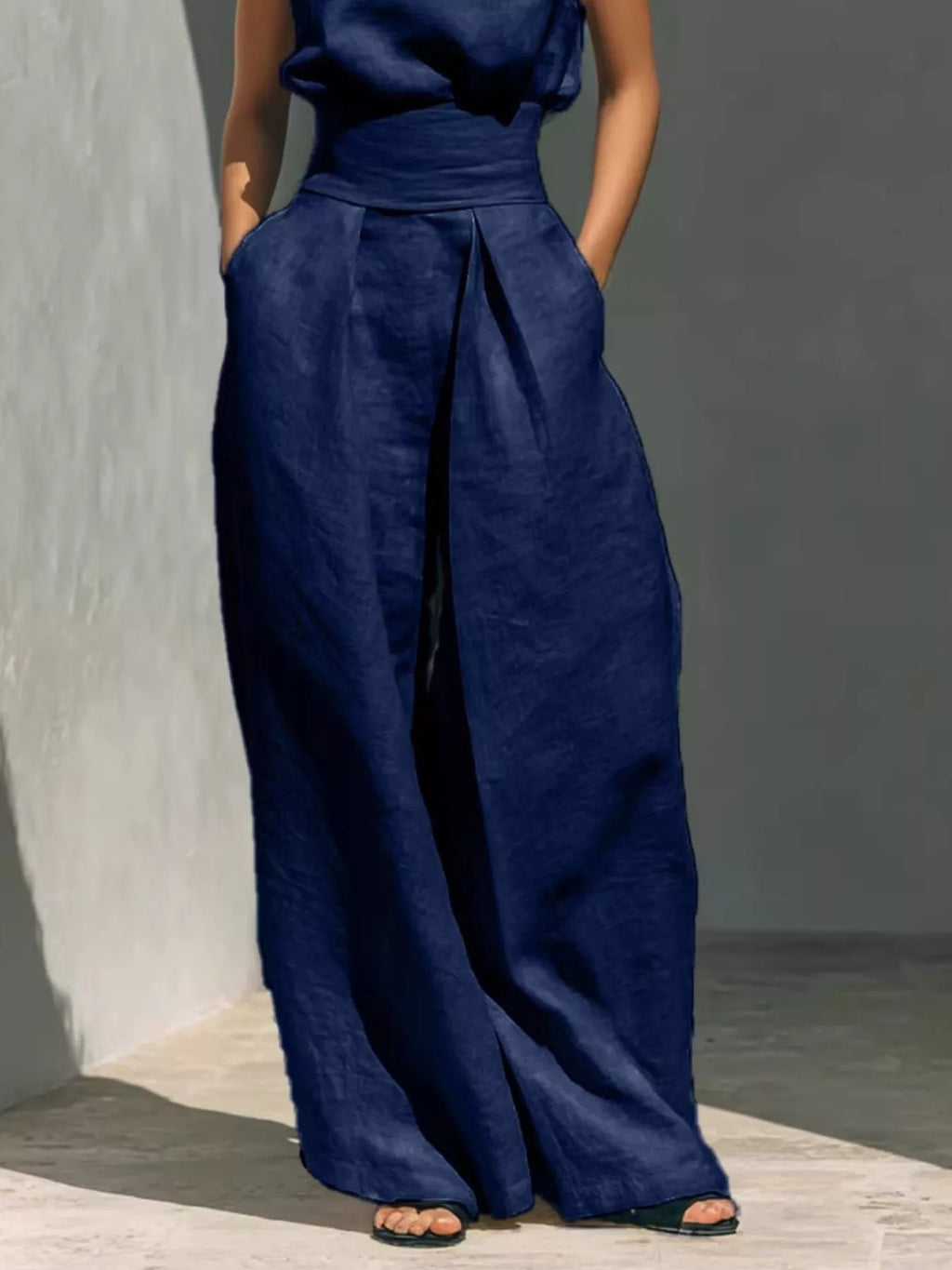 Full Size Sleeveless Wide-leg Jumpsuit Smocked Waist Plus (12)