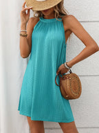 Textured Grecian Neck Mini Dress (11)