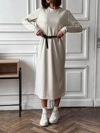 Round Neck Long-sleeve Midi Dress (4)