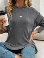 Side Slit Round Neck Sweatshirt (2)