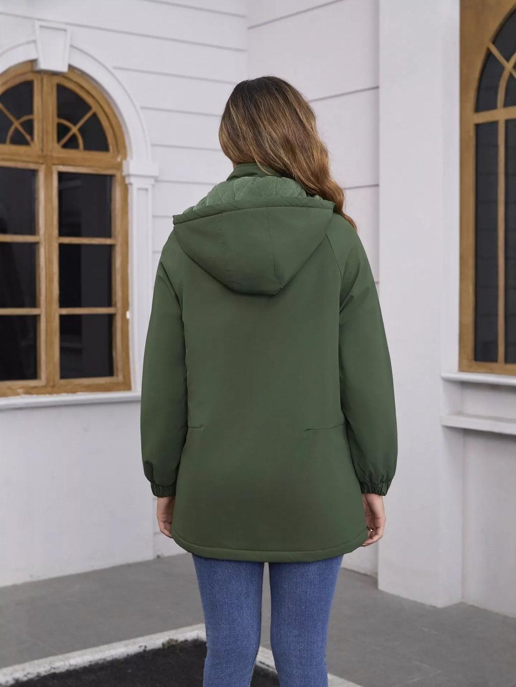 Full Size Zip Up Hooded Parka Outerwear Plus (5)