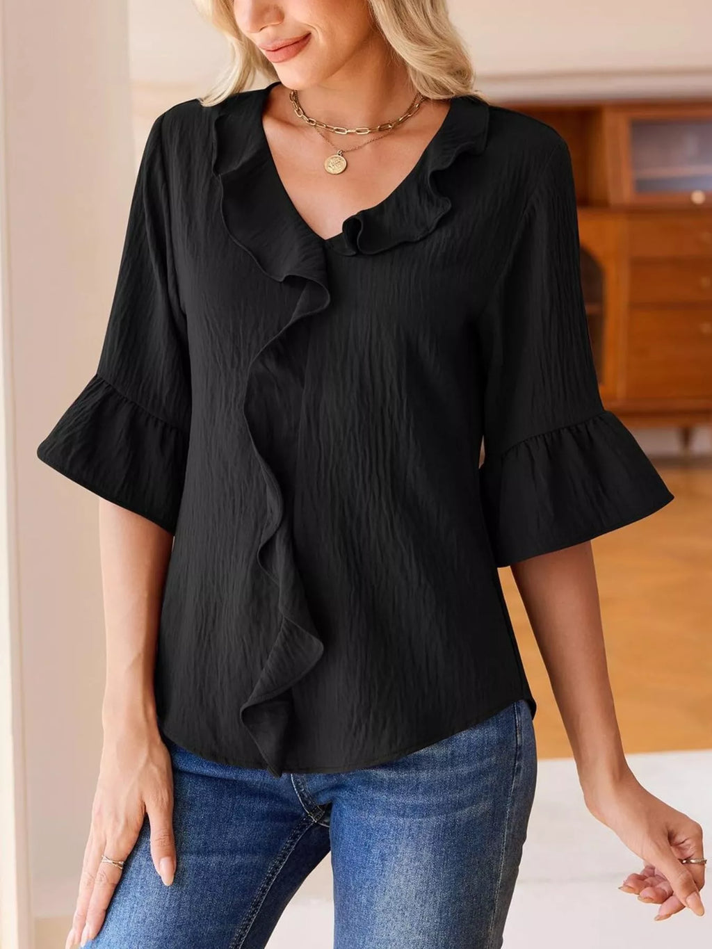 Ruffled Flounce Sleeve Blouse (11)