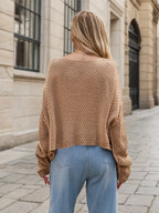 Round Neck Dropped Shoulder Long Sleeve Sweater (2)