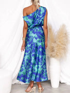One Shoulder Printed Dress Slit (10)