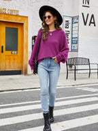 Round Neck Ribbed Trim Sweater (9)
