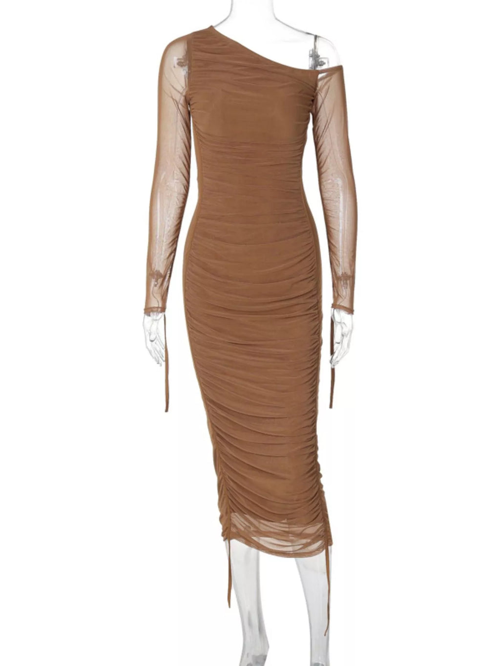 One-shoulder Ruched Bodycon Midi Dress (14)