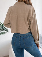 Corduroy Button-up Dropped Shoulder Jacket (15)