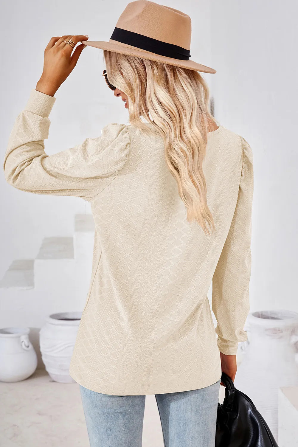 Square Neck Puff Sleeve T-shirt (21)