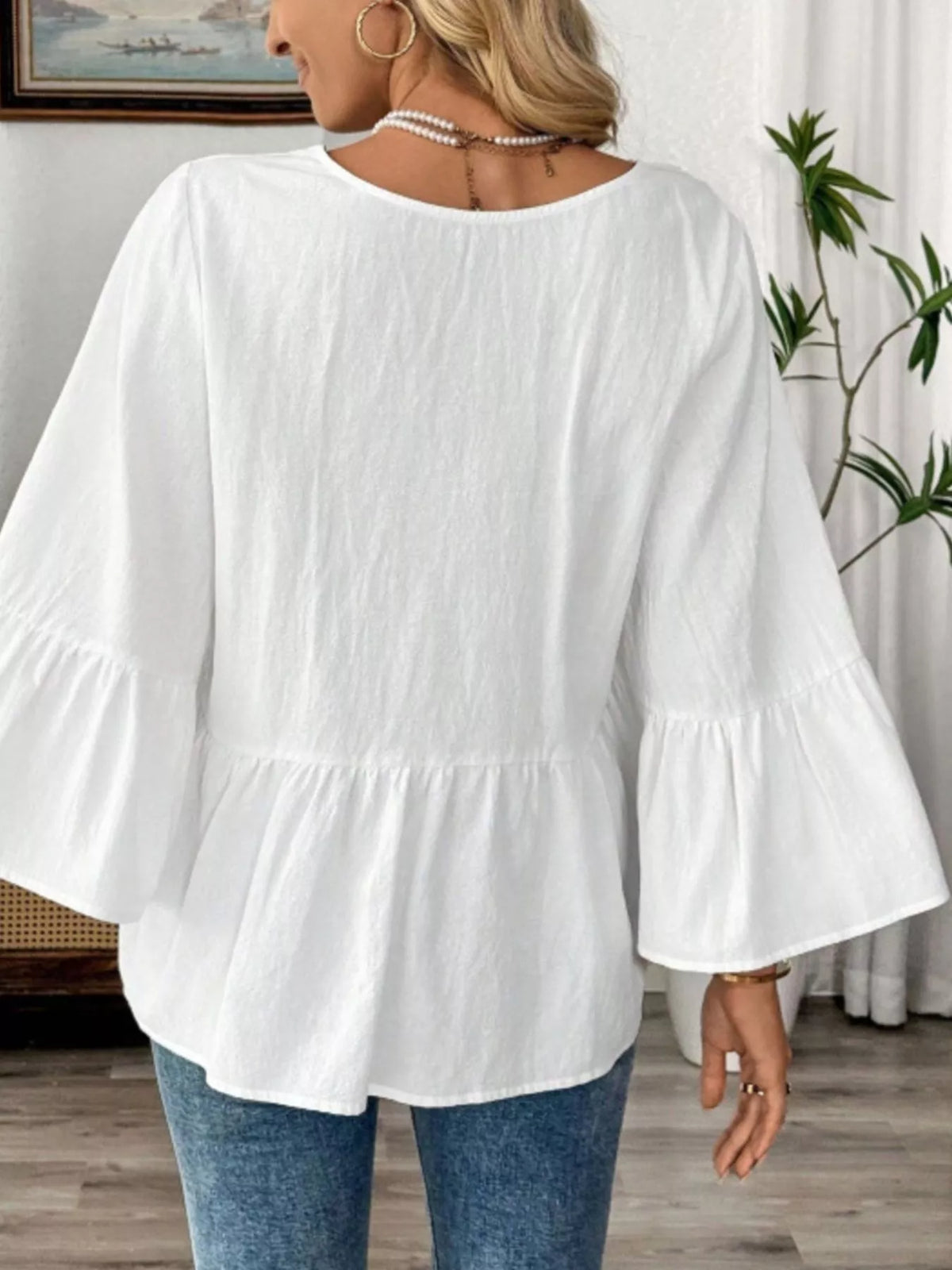 V-neck Bell Sleeve Blouse (4)