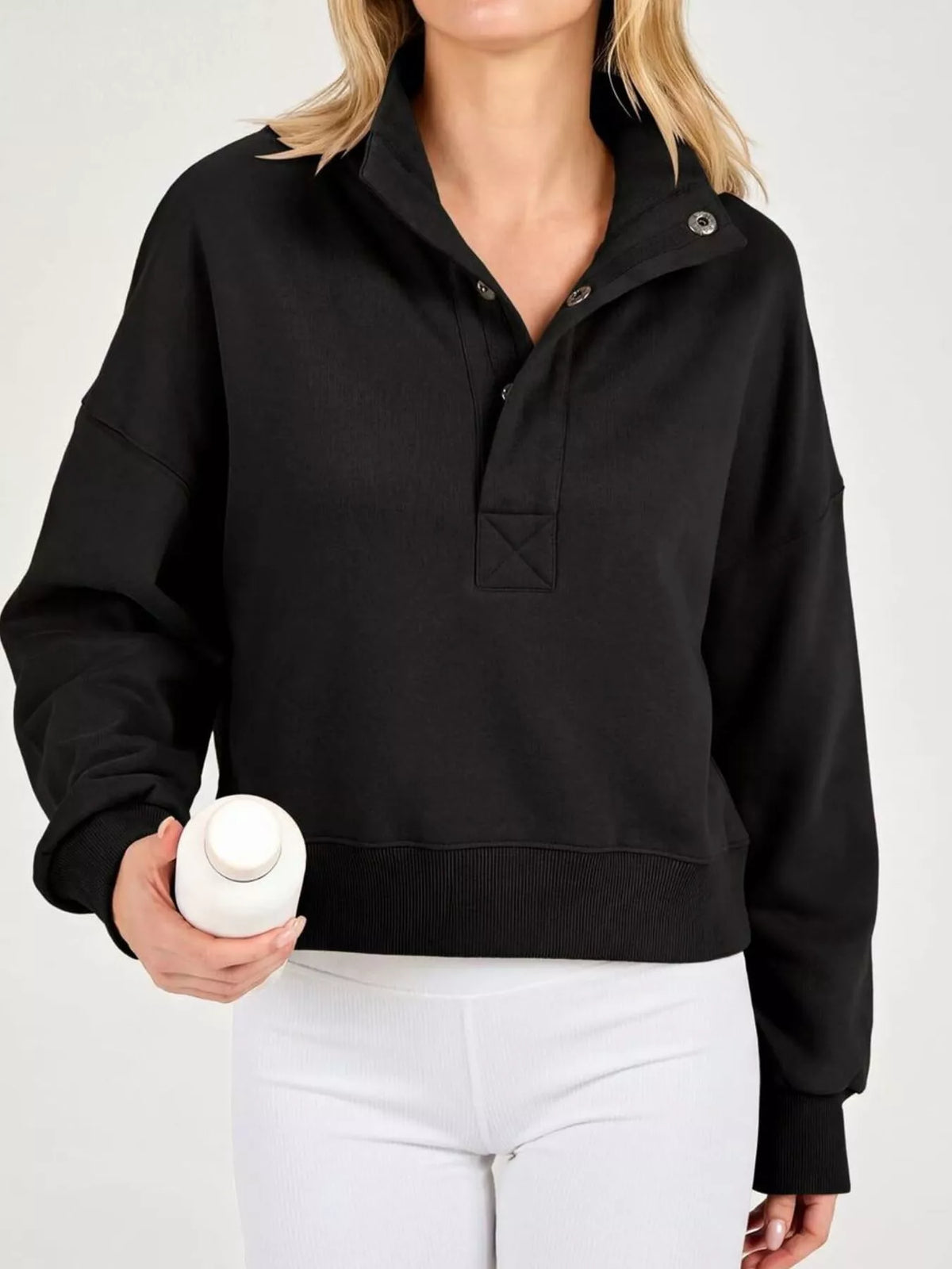 Half Snap Dropped Shoulder Sweatshirt (2)
