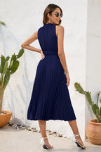 Swiss Dot Tie Neck Sleeveless Dress (14)