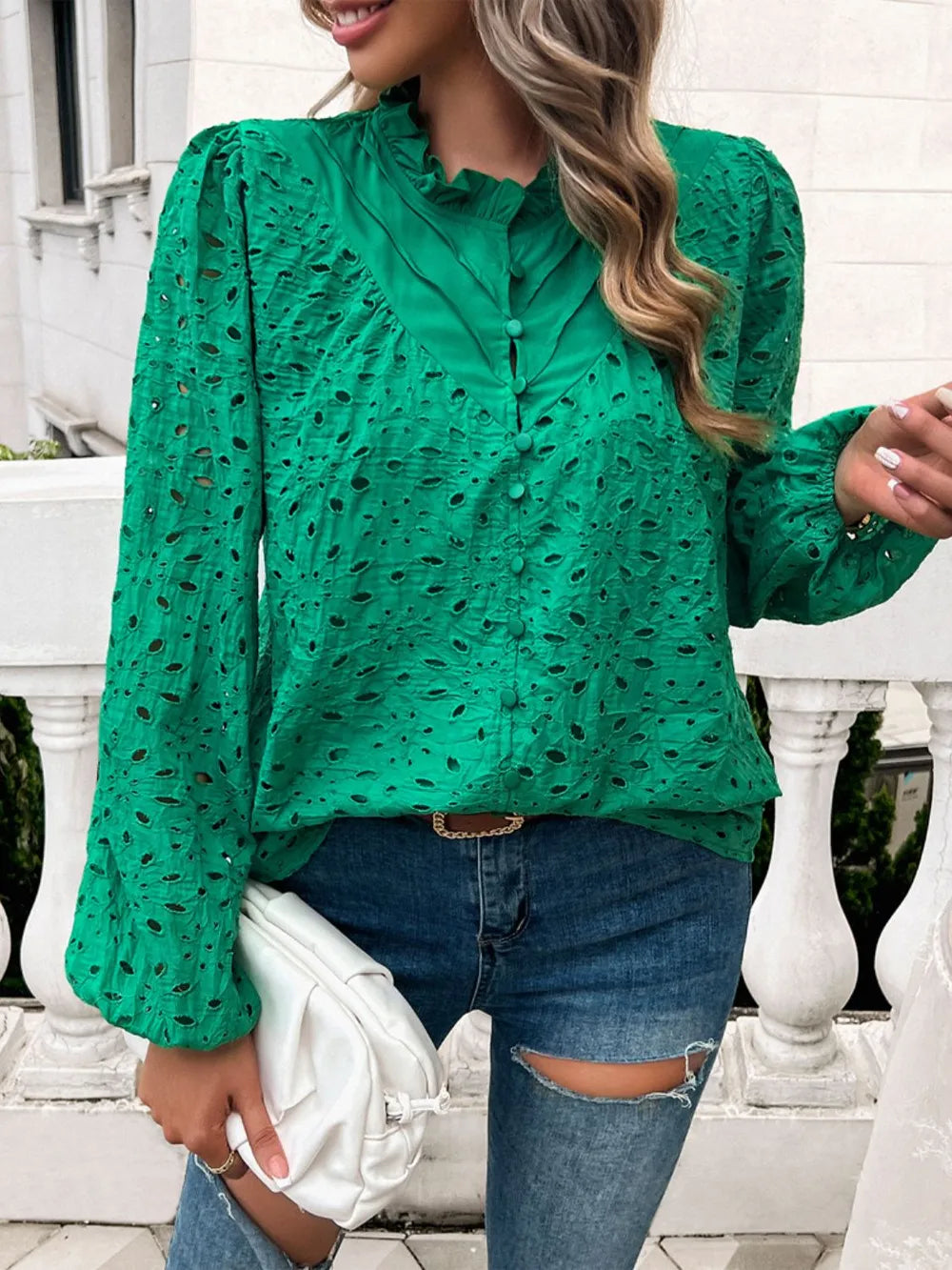 Frill Round Neck Long Sleeve Shirt (22)